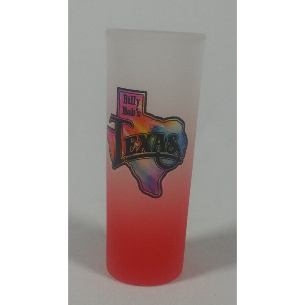 NEW Billy Bob's Texas Frosted Red Fade Shot Glass 4" Souvenir